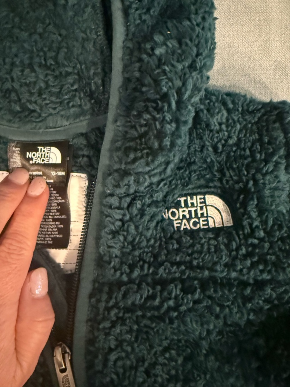 The North Face Kids' Sherpa One-Piece in Dark Teal/Green - Picture 2 of 6